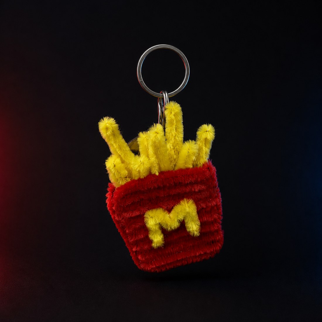 Handmade red and yellow fries keychain